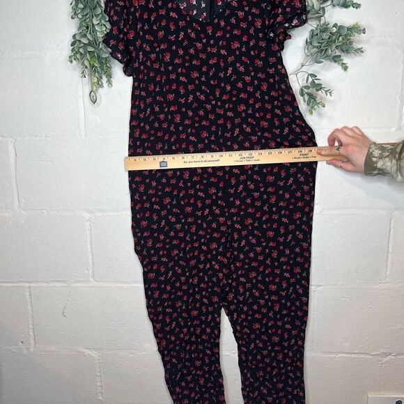 The nines by Hatch | women black jumpsuit with red floral - Picture 7 of 13